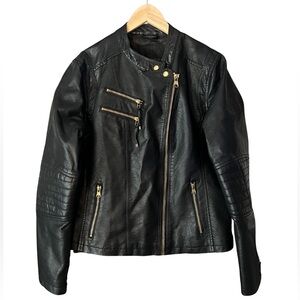 Women’s Black Leather Moto Jacket